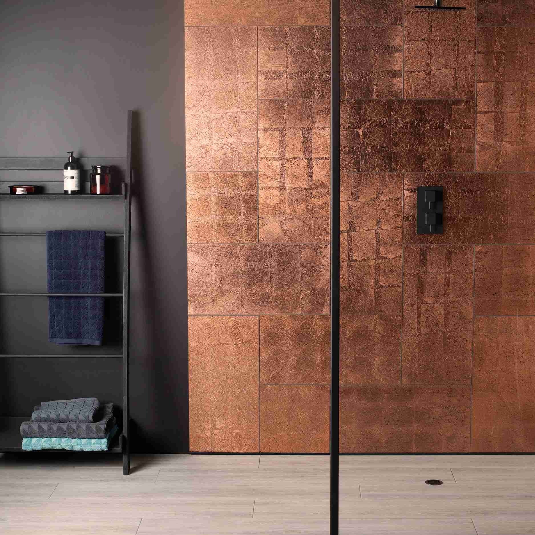 Оriginal Style Glassworks Copper Leaf Bold Decorative Effects Glass Tile 30x60cm