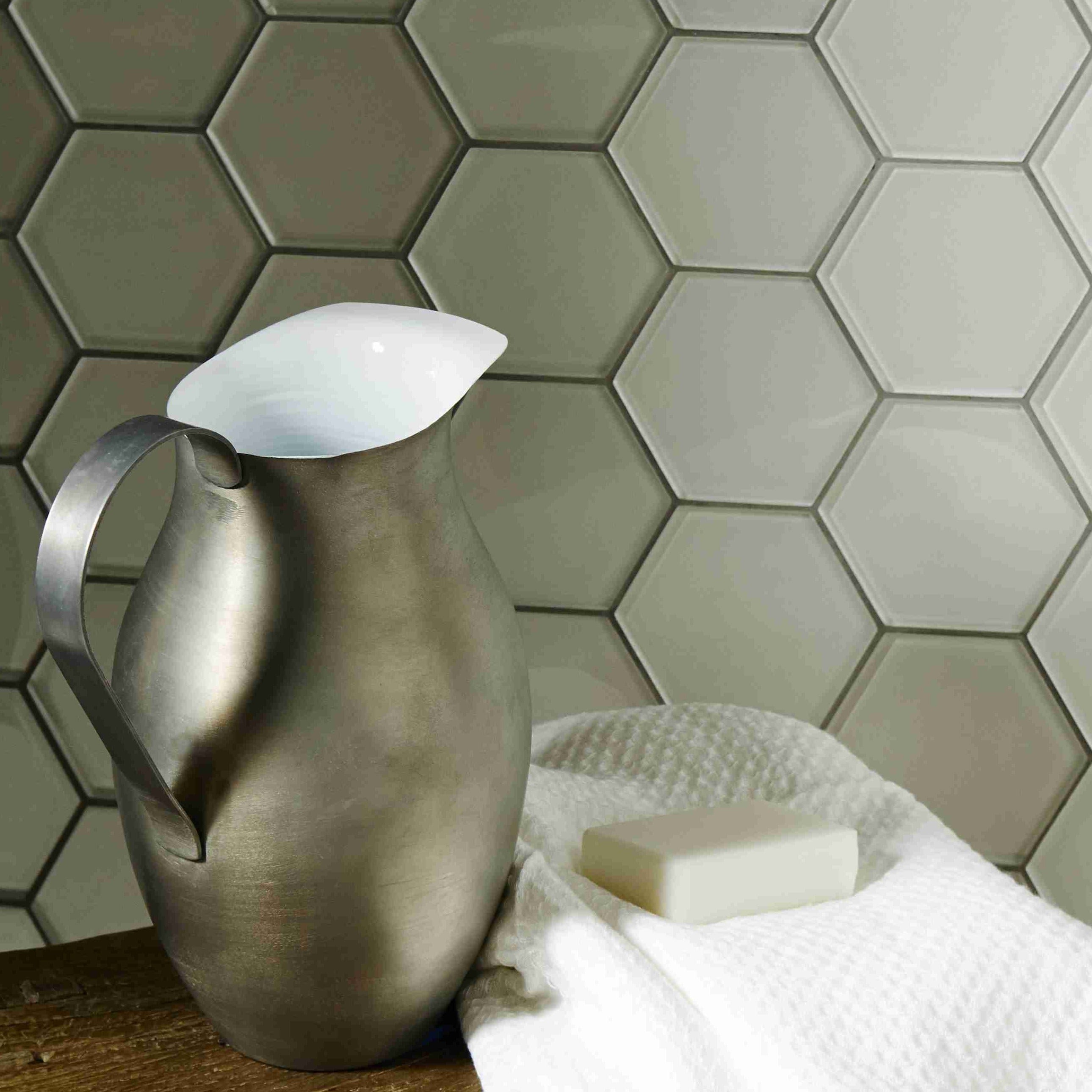 Original Style Glassworks Solinda Metallic Hexagon Mosaic Tile 30x30cm