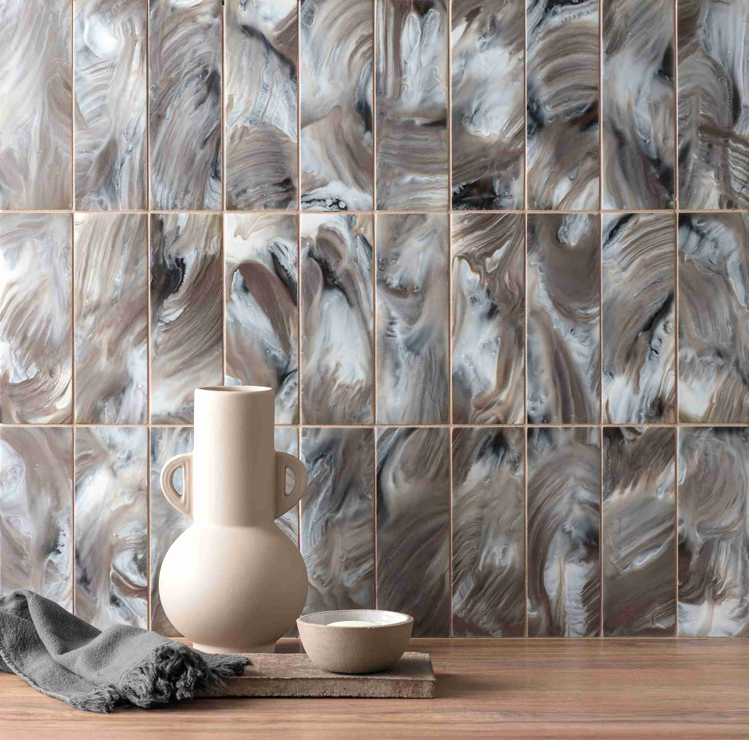 Original Style Glassworks Storm Patterned Brick Tile 8x20cm