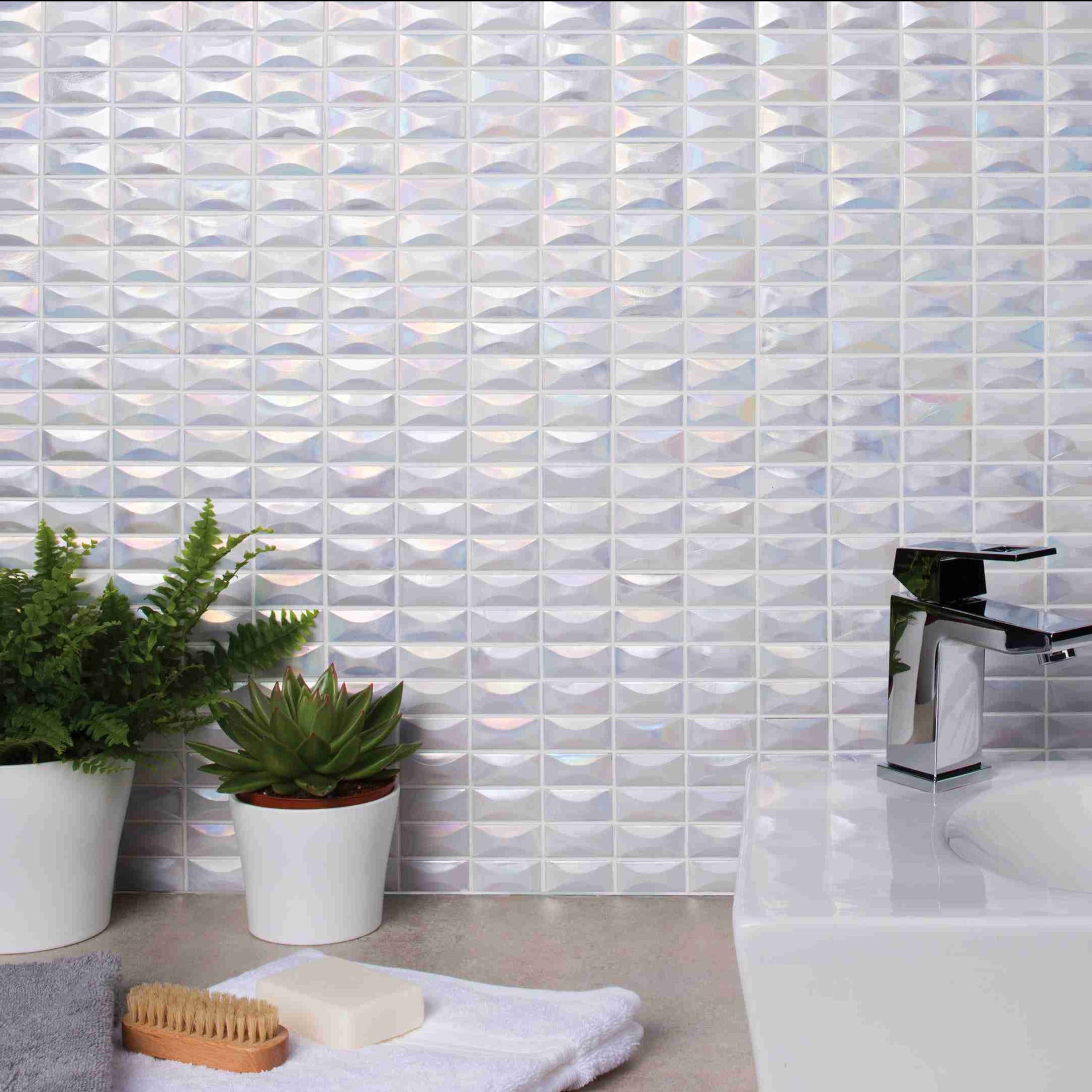 Original Style Mosaics Ice Glass Iridescent Mosaic Tile 30x30cm