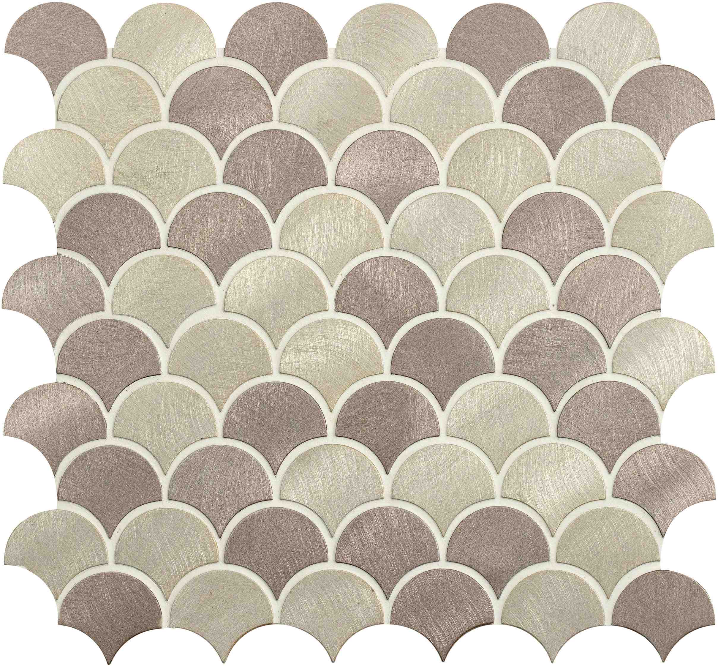 Original Style Mosaics Skoll Beige Mix Scale Aluminium Mosaic Tile 29x31cm