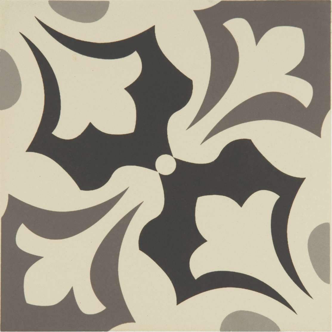 Original Style Odyssey Primo Rococo Light Grey, Dark Grey and Black on White Tile 15x15cm