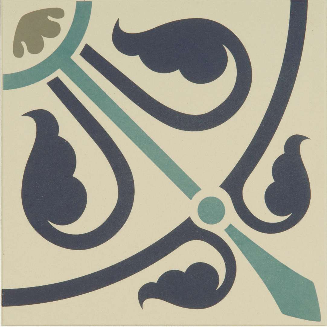 Original Style Odyssey Primo Phoenician Dublin, Dark Blue and Dark Jade on White 15x15cm