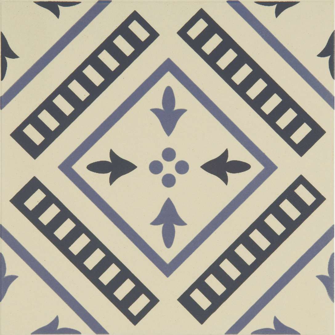 Original Style Odyssey Primo Pompeii Indigo and Dark Blue on White Tile 15x15cm