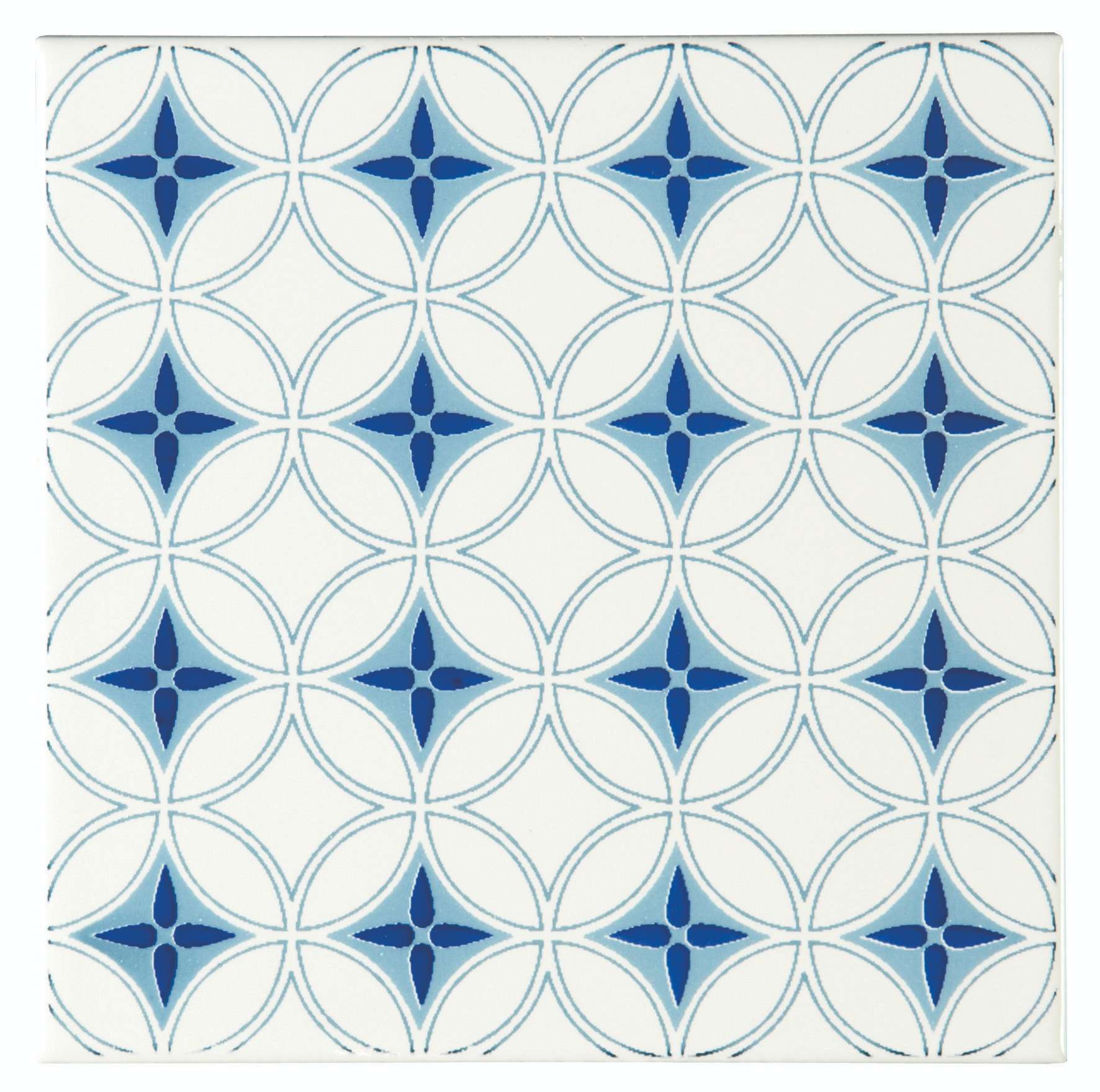 Original Style Odyssey Blue on Brilliant White Tile 15x15cm