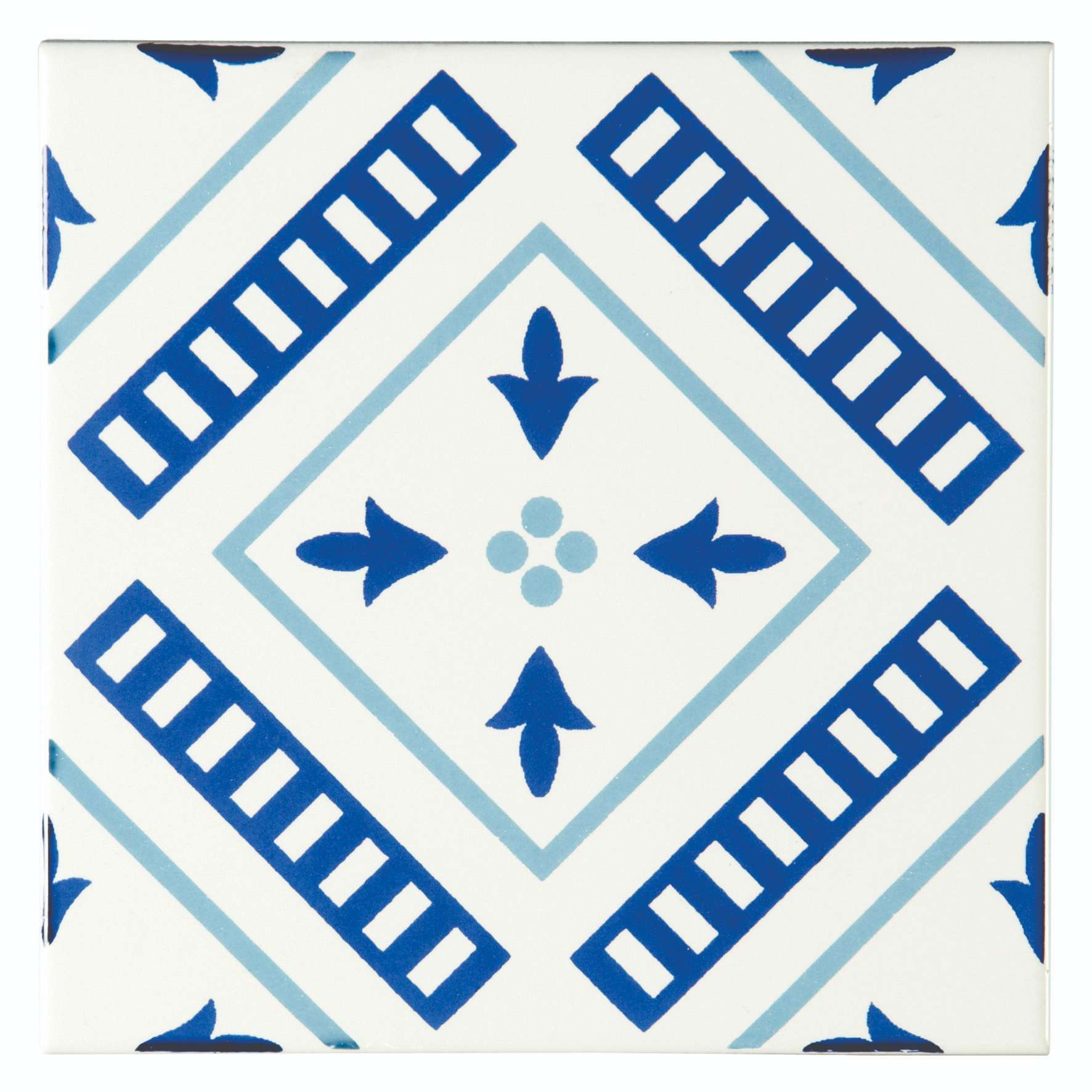 Original Style Odyssey Blue on Brilliant White Tile 15x15cm