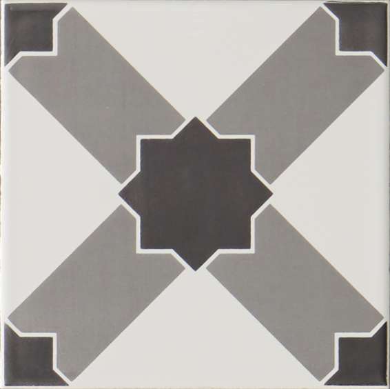 Original Style Odyssey Grey on Brilliant White Tile 15x15cm