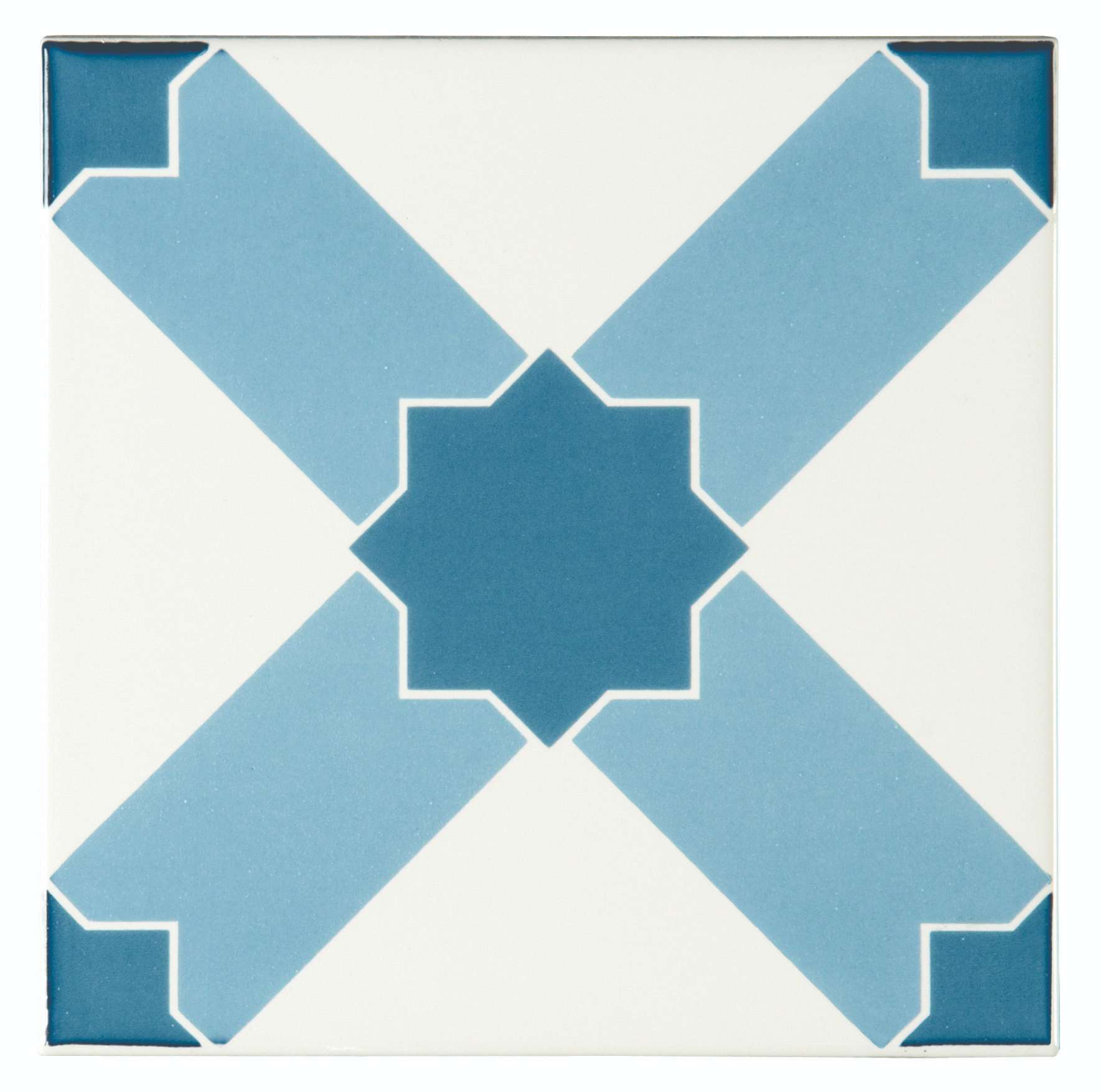 Original Style Odyssey Blue on Brilliant White Tile 15x15cm