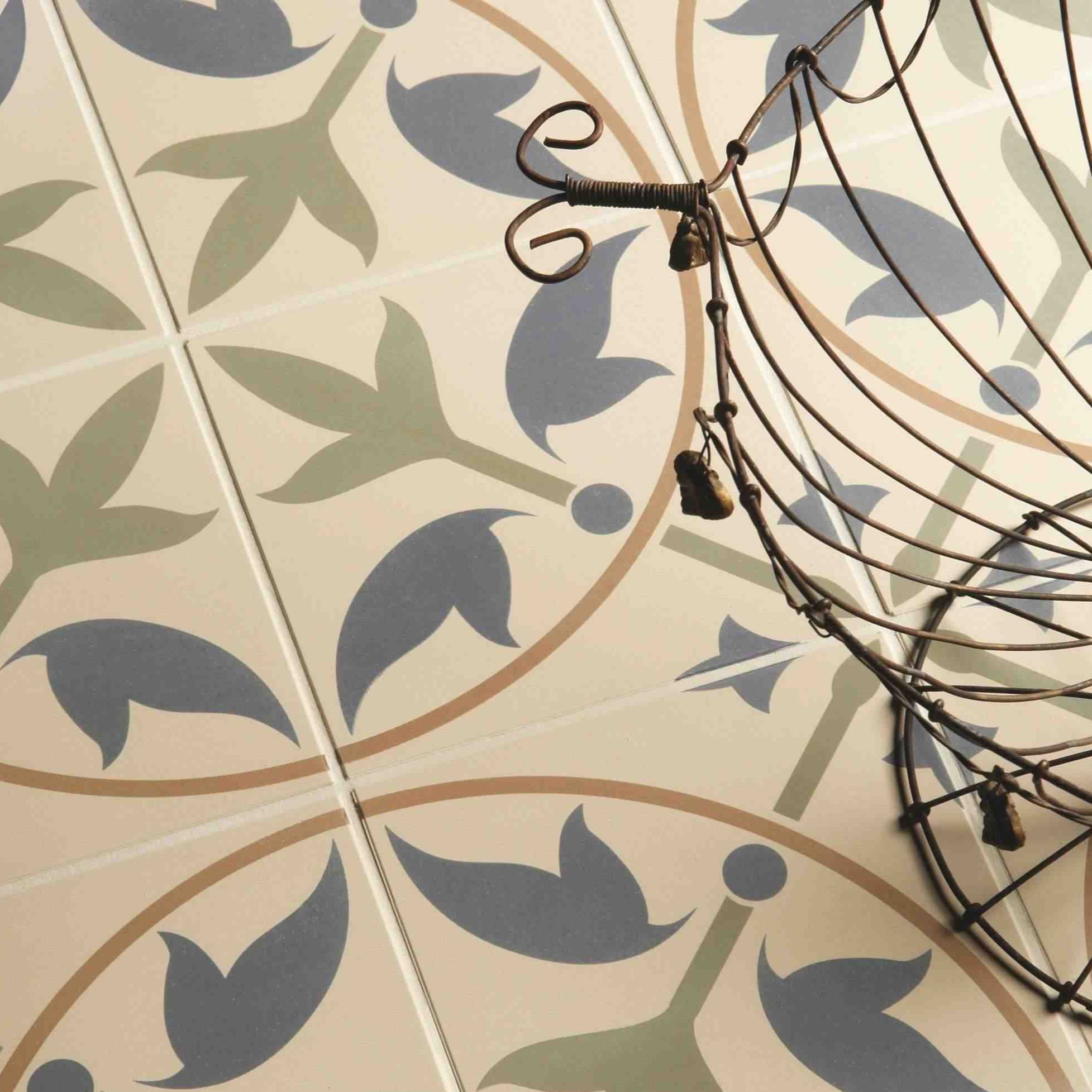 Original Style Odyssey Assyrian Dublin, Denim and Old London on White Tile 15x15cm