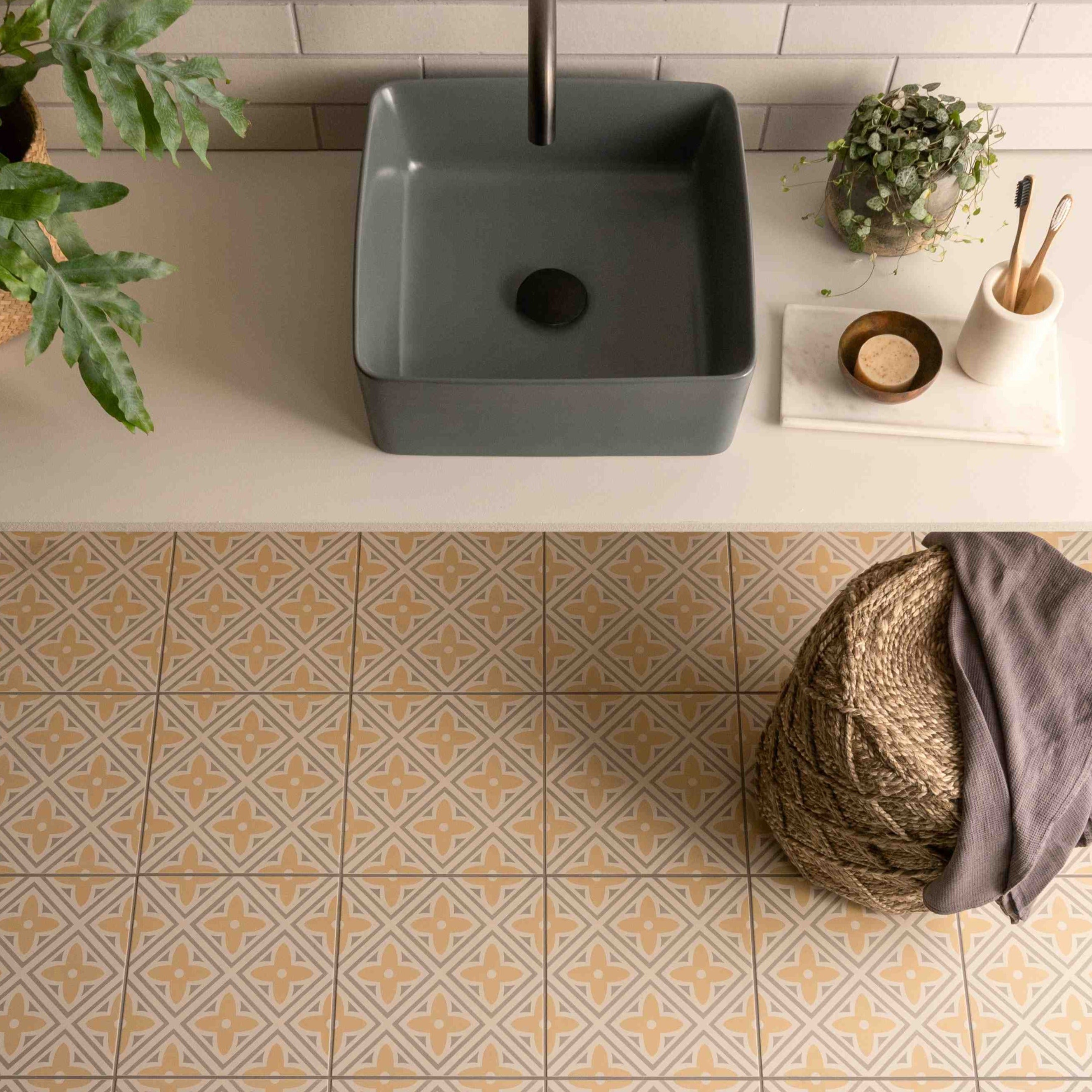 Original Style Odyssey Grande Leigh Yellow on Chalk Tile 30x30cm