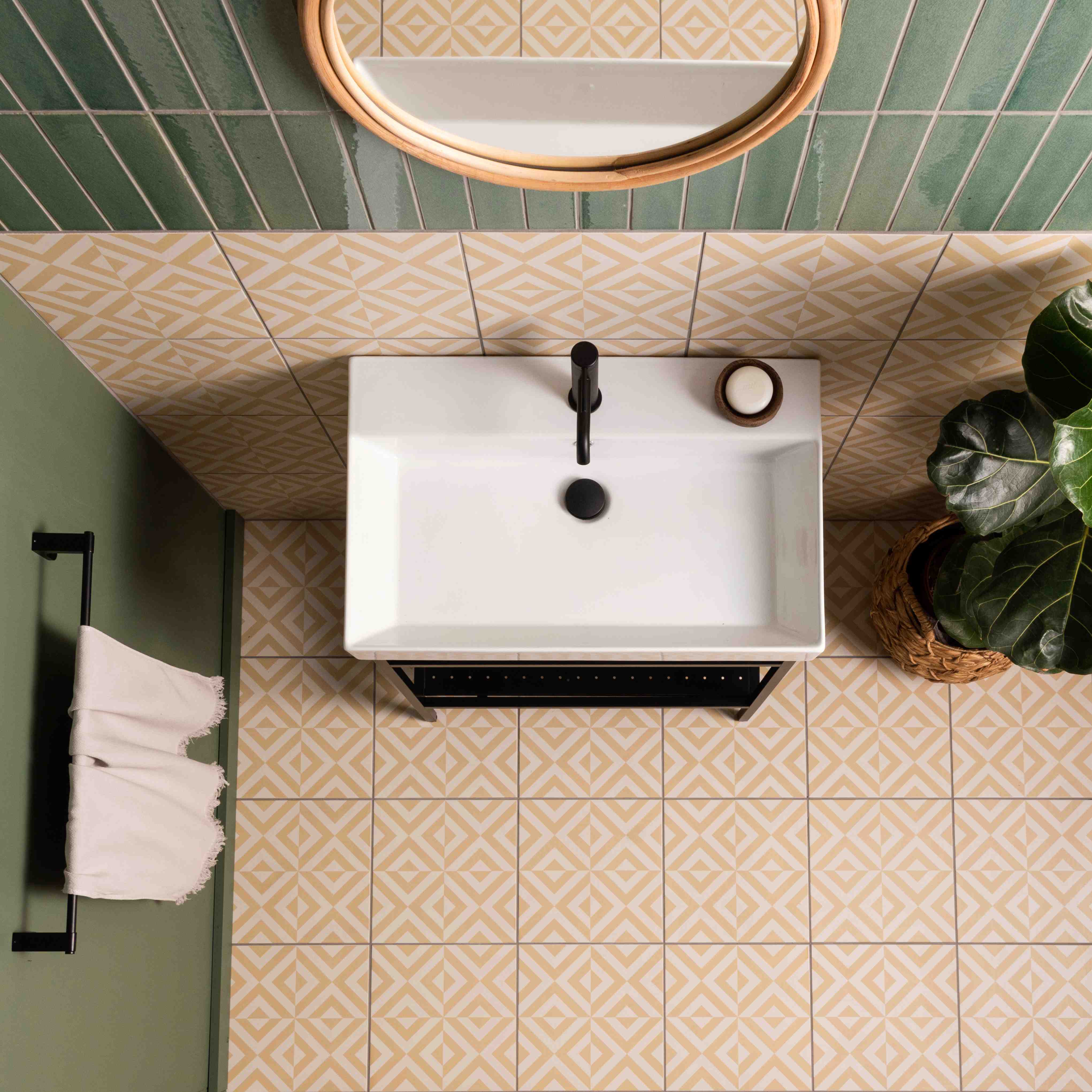 Original Style Odyssey Grande Penshaw Yellow on Chalk Tile 30x30cm