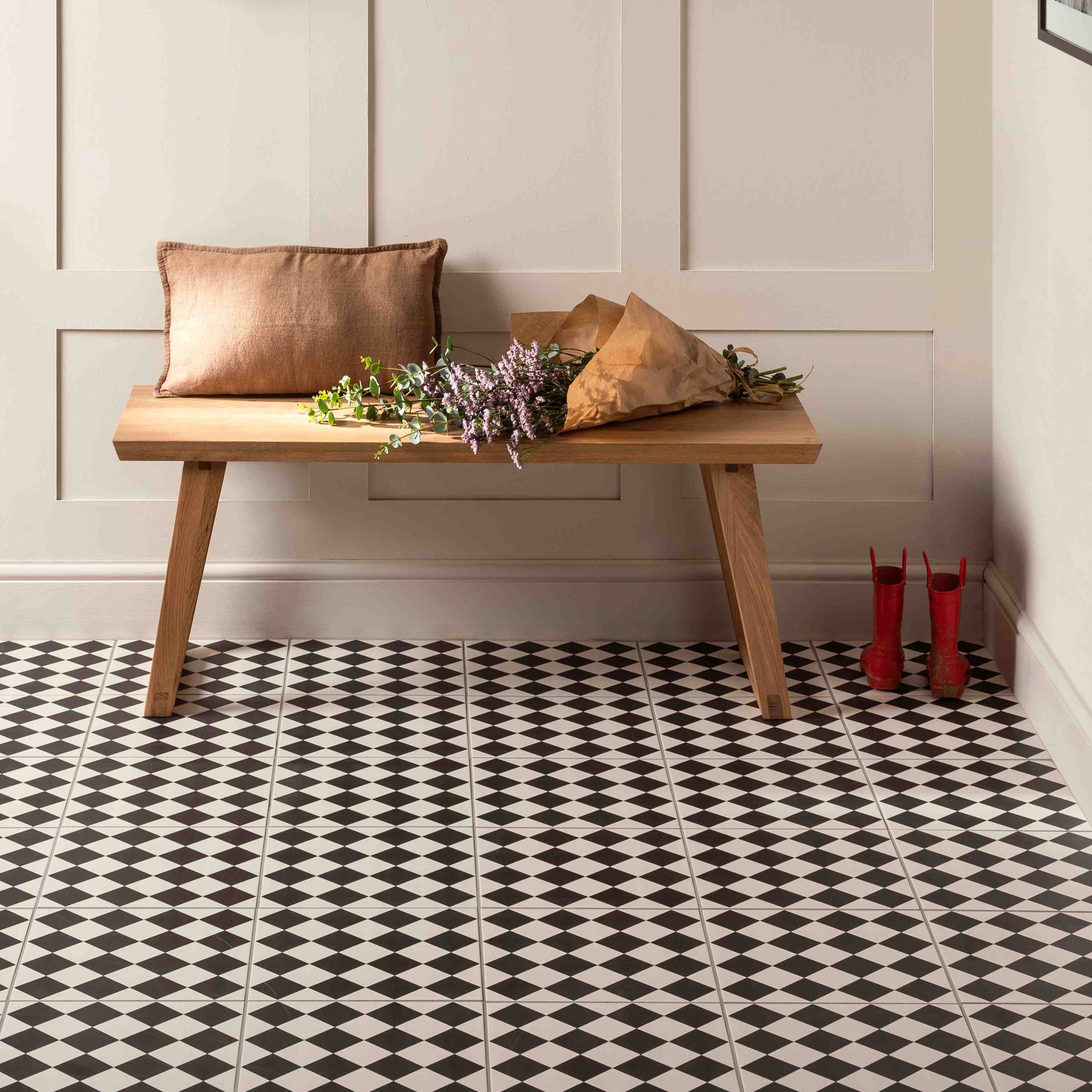 Original Style Odyssey Grande Harlequin Small Black on Chalk Tile 30x30cm