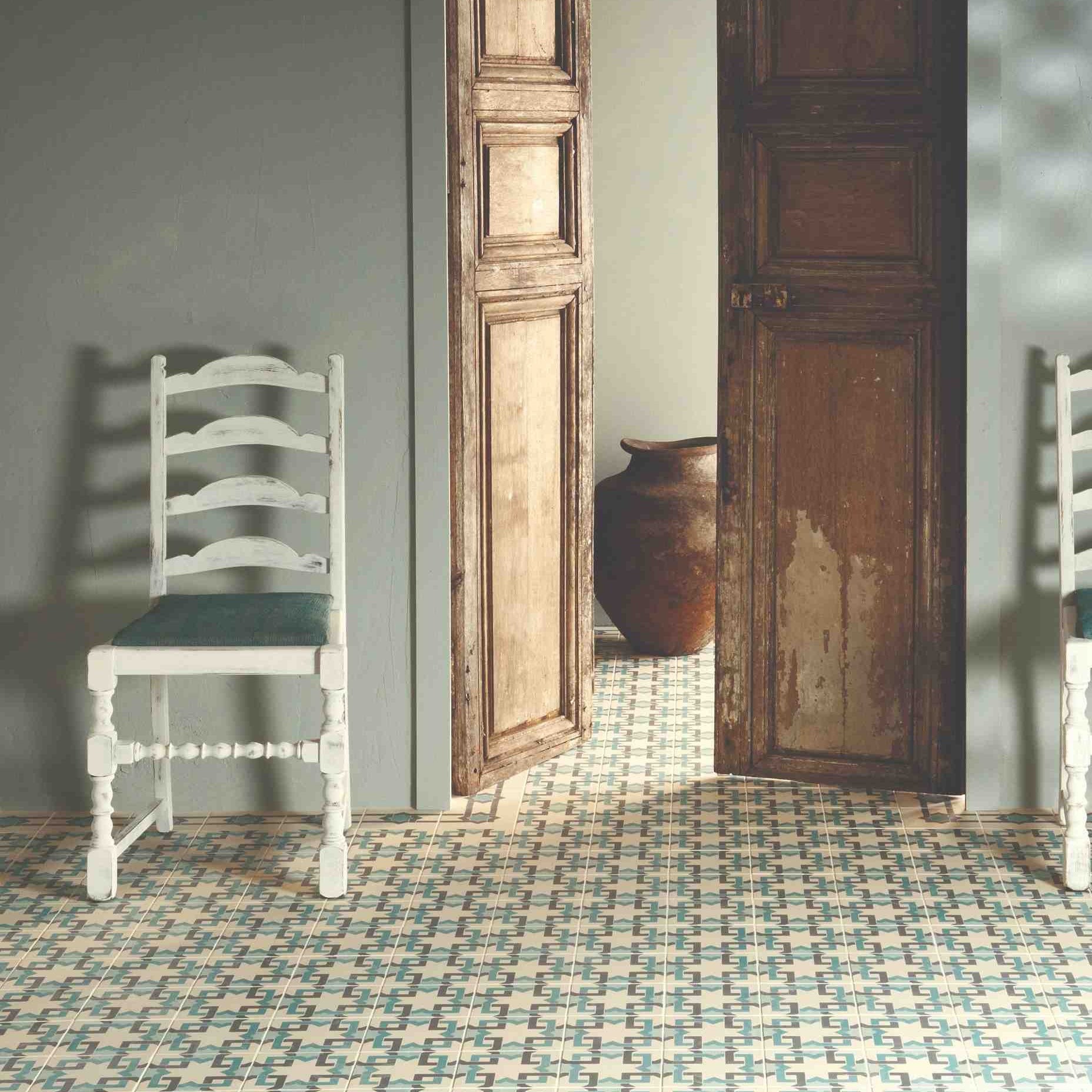 Original Style Odyssey Primo Ottoman Light Jade, Dark Jade and Dark Grey on White 15x15cm