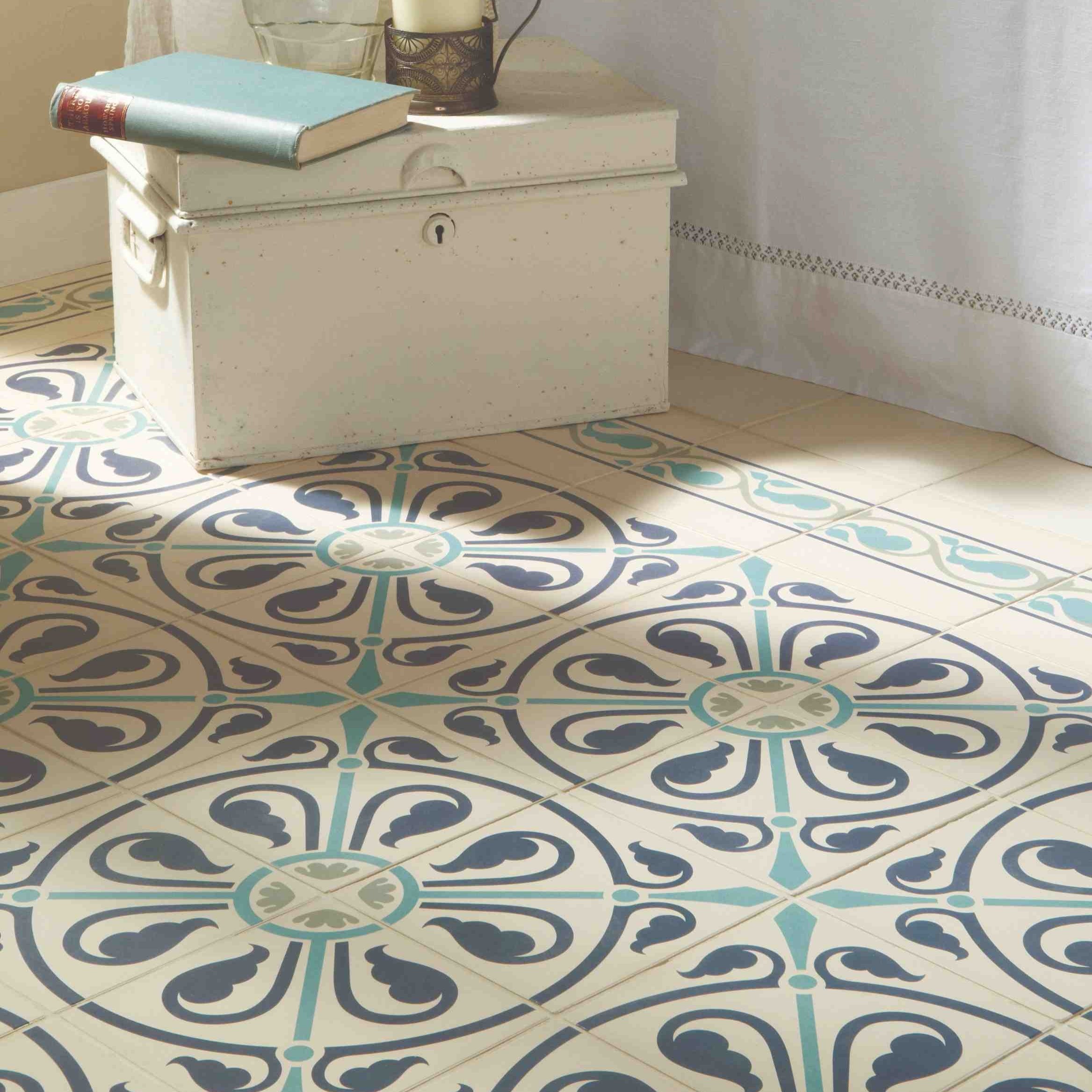 Original Style Odyssey Primo Phoenician Dublin, Dark Blue and Dark Jade on White 15x15cm