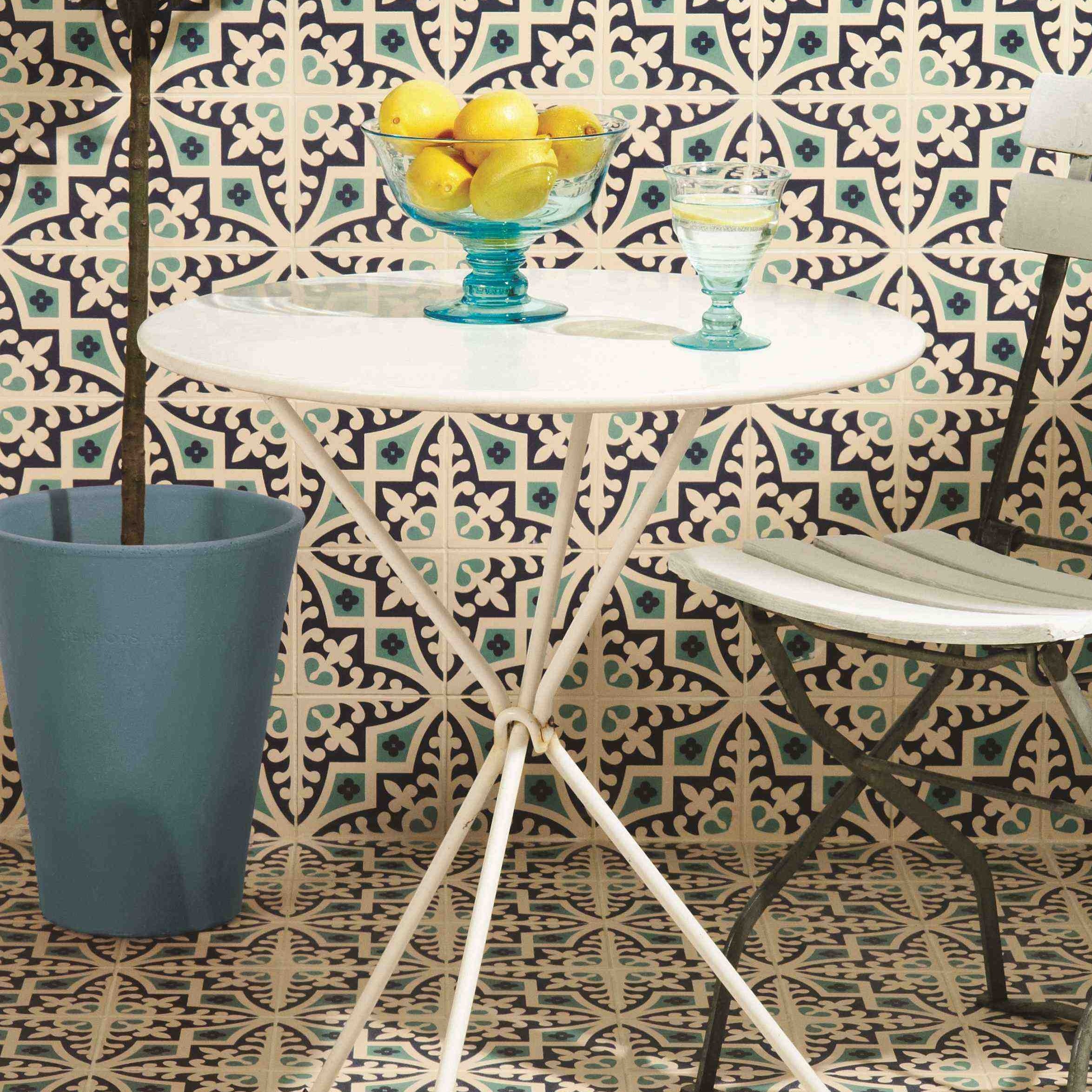 Original Style Odyssey Primo Romanesque Dark Blue and Dark Jade on White 15x15cm