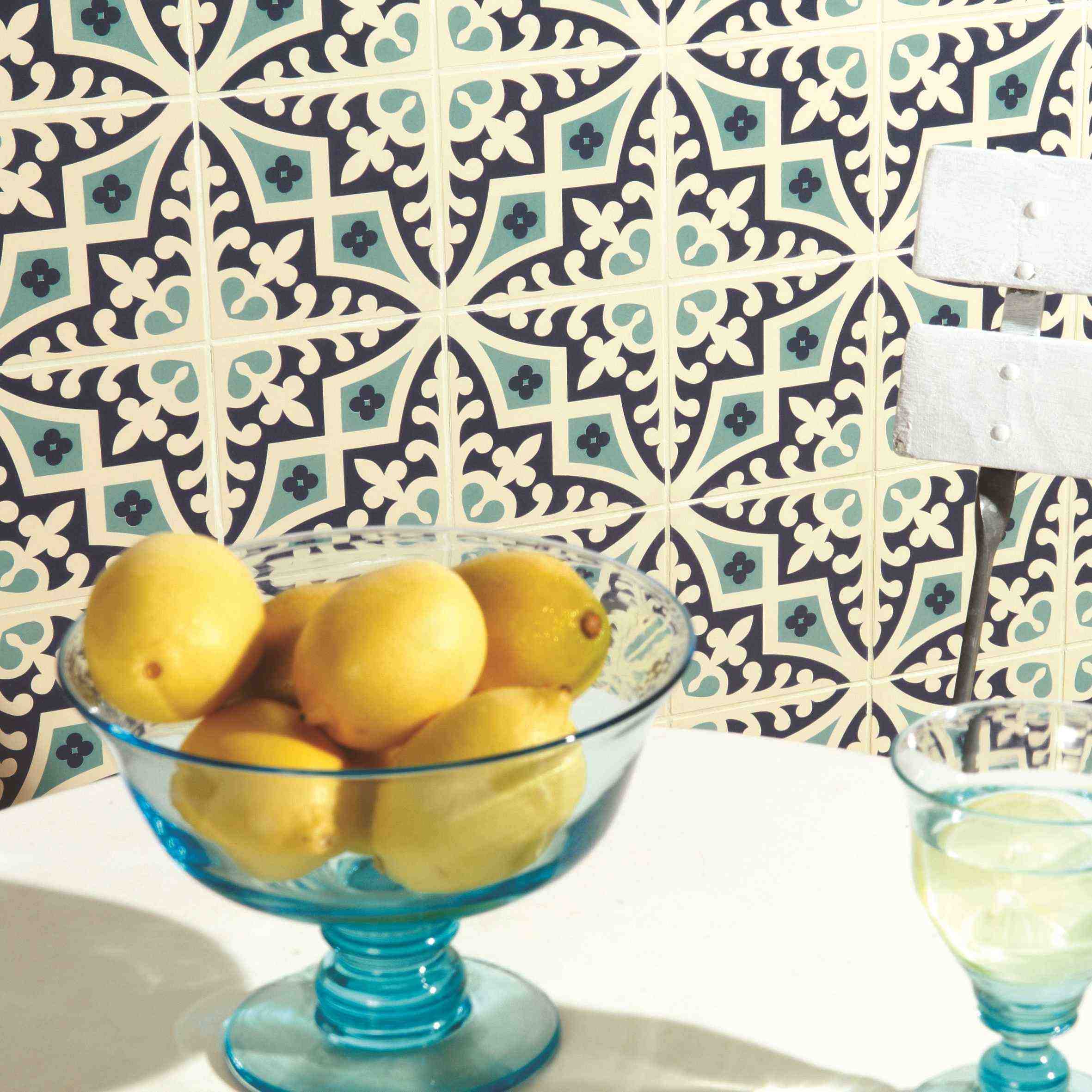 Original Style Odyssey Primo Romanesque Dark Blue and Dark Jade on White 15x15cm