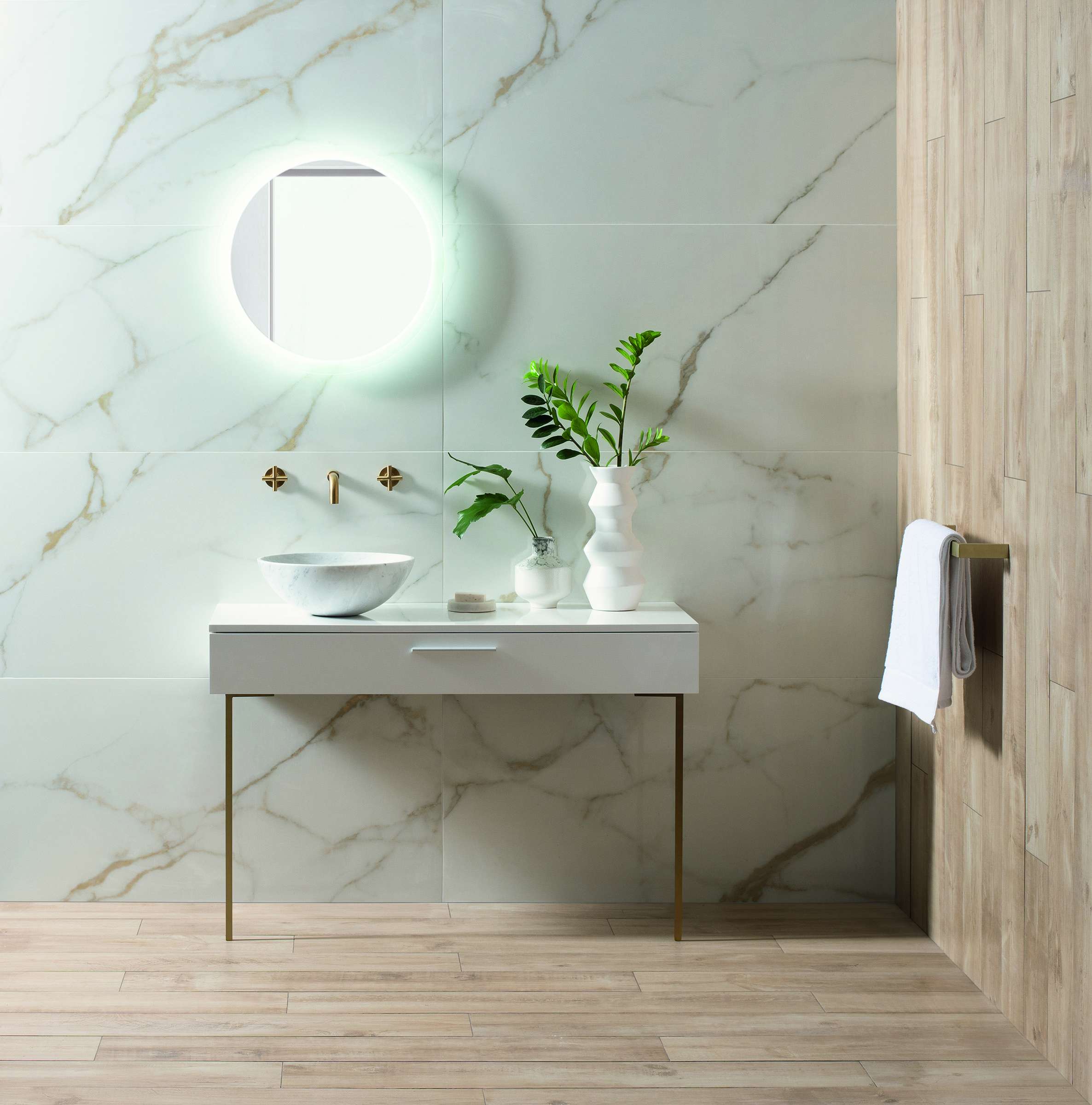 Original Style Tileworks Bianco Oro Polished Porcelain Marble Effect Tile 60x120cm