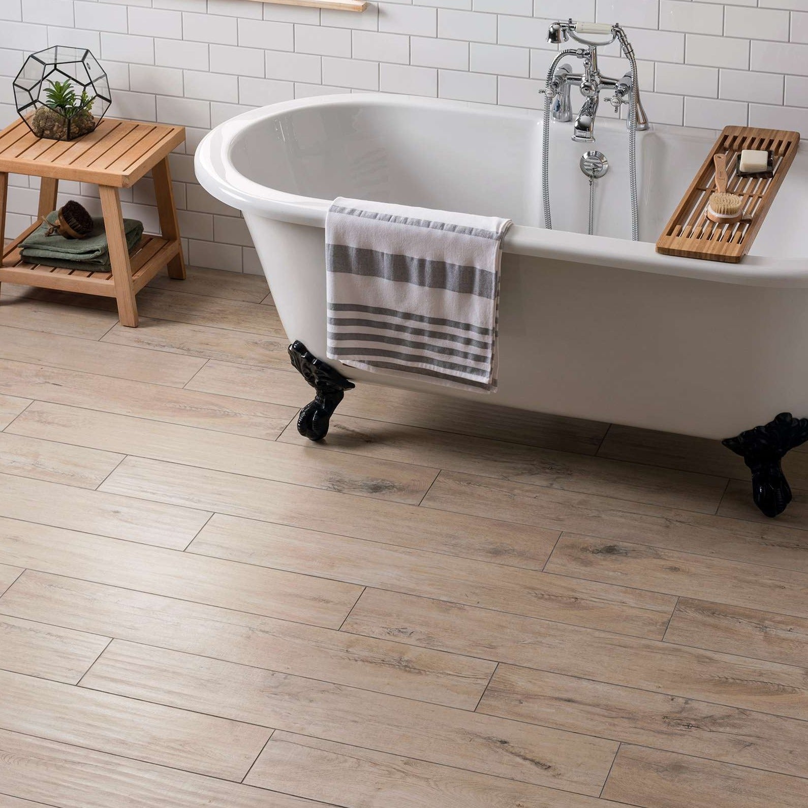 Original Style Tileworks Lignum Cream Slip Resistant Porcelain Wood Effect Tile 17x100cm