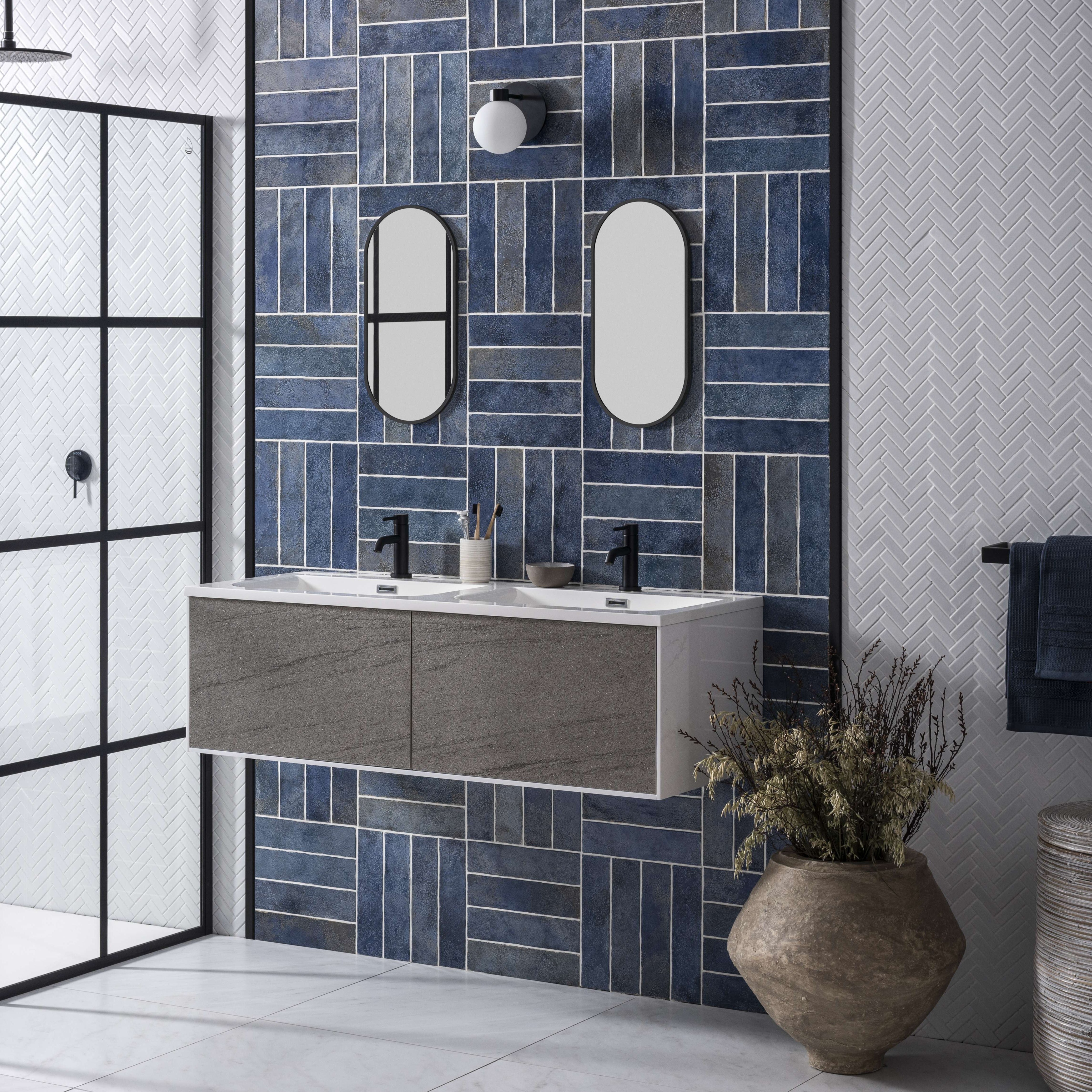 Original Style Tileworks Oken Brick Blue Tile 7.5x30cm