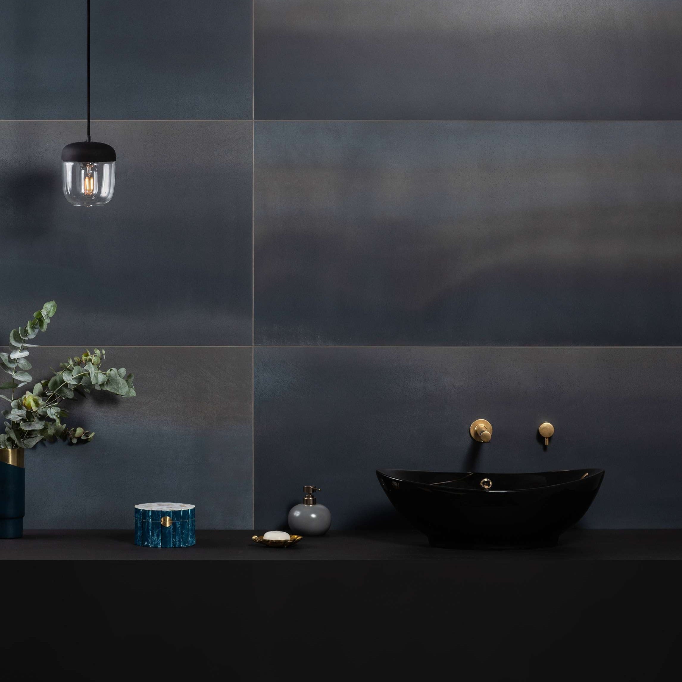 Original Style Tileworks Steel Midnight Blue Rectified Glazed Metallic-finish Porcelain Tile 60x120cm