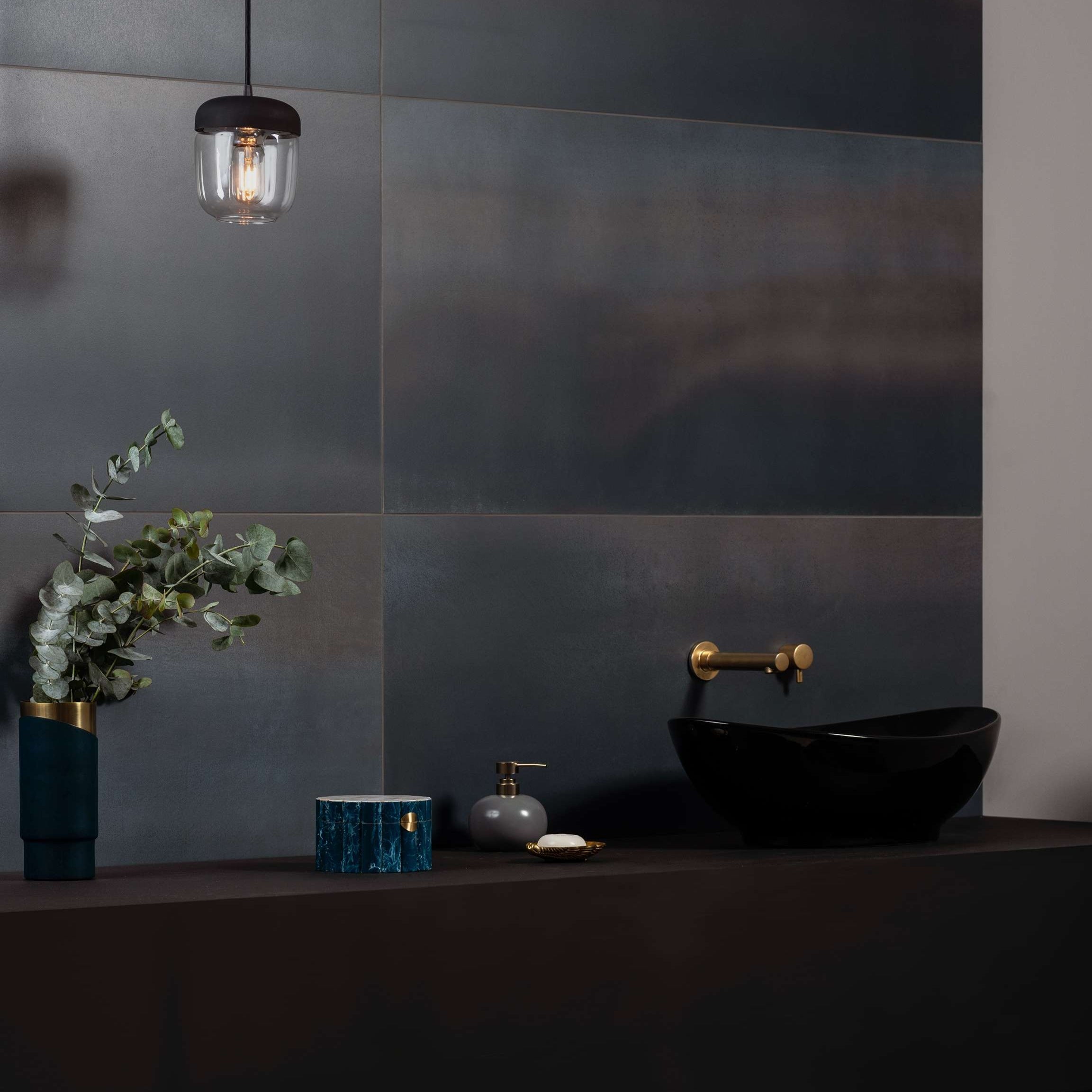 Original Style Tileworks Steel Midnight Blue Rectified Glazed Metallic-finish Porcelain Tile 60x120cm