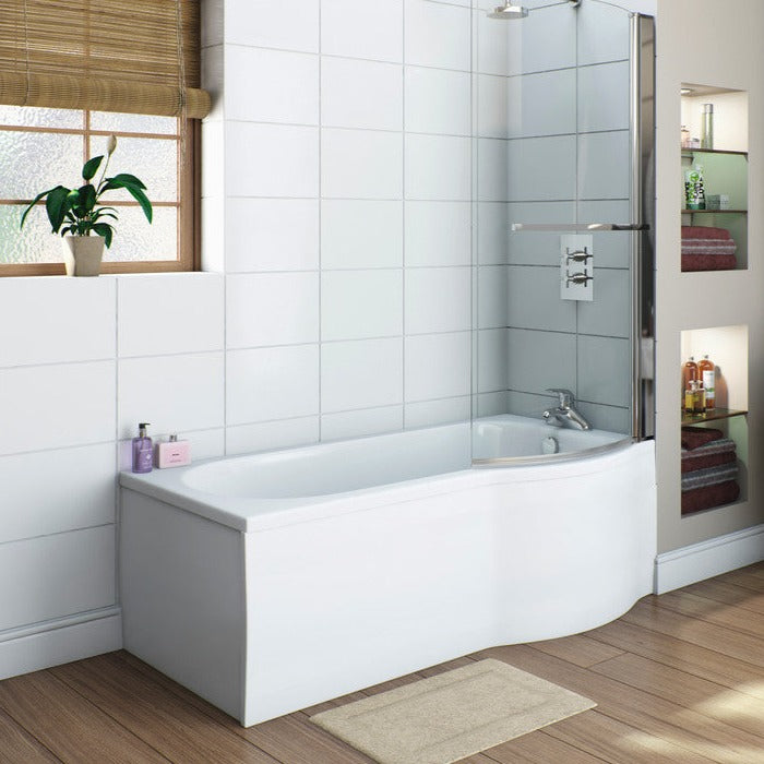 Flat 1700mm Shower Bath Front Panel - White Gloss