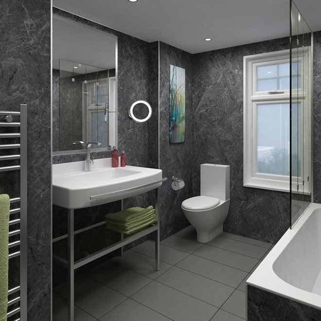 Perform Panel Black Bonito 1200x2400mm Bathroom Wall Panels