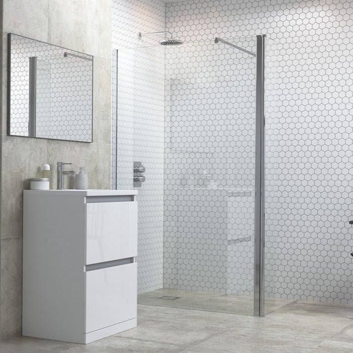 Capital8 900mm Wetroom Panel, Support Bar & 300mm Rotatable Panel - Chrome