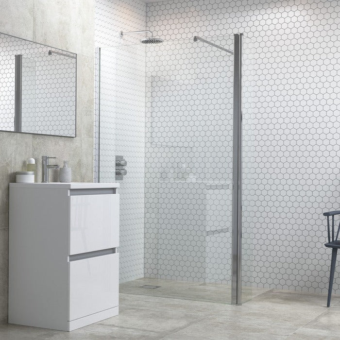 Max8 800mm Wetroom Panel, Support Bar & 300mm Rotatable Panel - Chrome