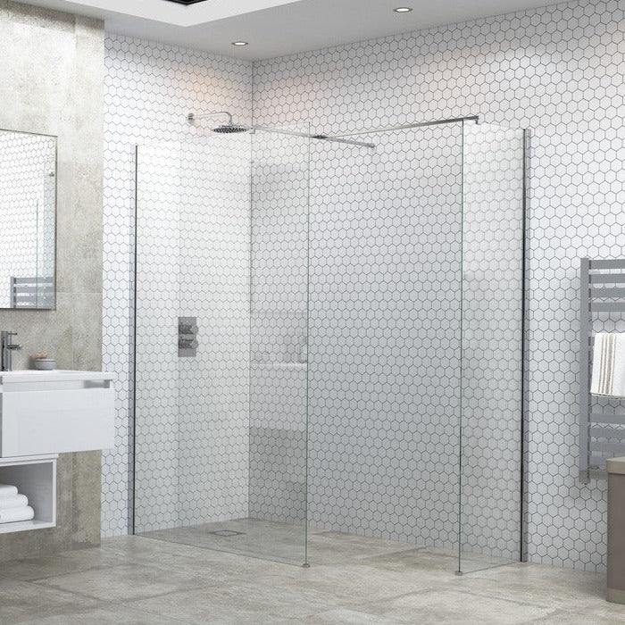 Max8 800mm Wetroom Panel & Support Bar - Chrome