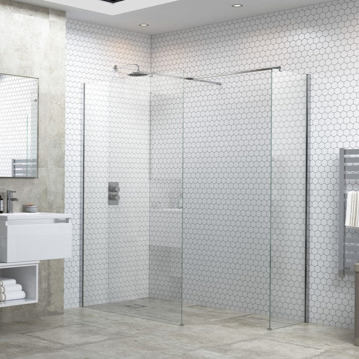 Max8 900mm Wetroom Panel & Support Bar - Chrome
