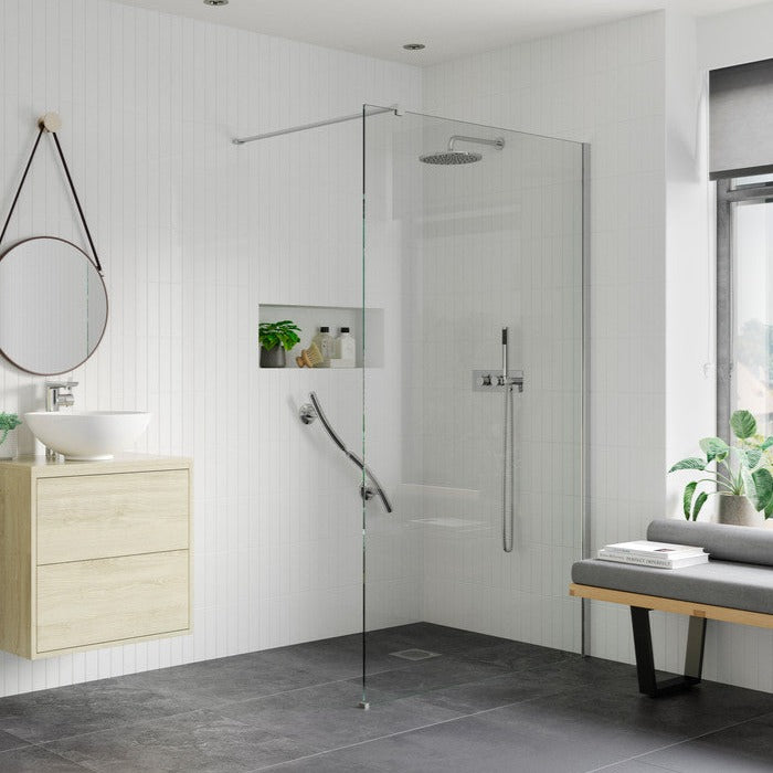 Max8plus 700mm Wetroom Panel & Support Bar - Chrome