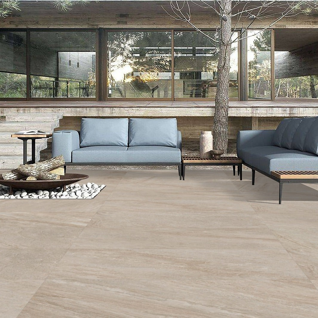 Ravenscraig Beige Outdoor Porcelain Slab Tile 60x120cm