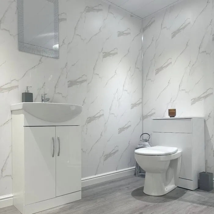 10mm Waterproof Shower Panel Carrara Gloss 2400x1000mm