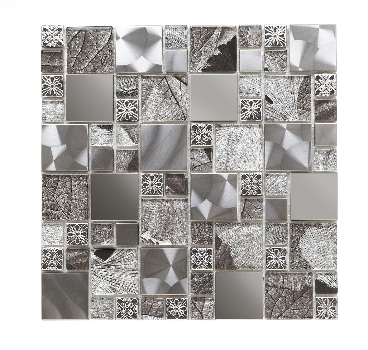 Verona Saturn Silver Glass/Metal Mix Modular Mosaic