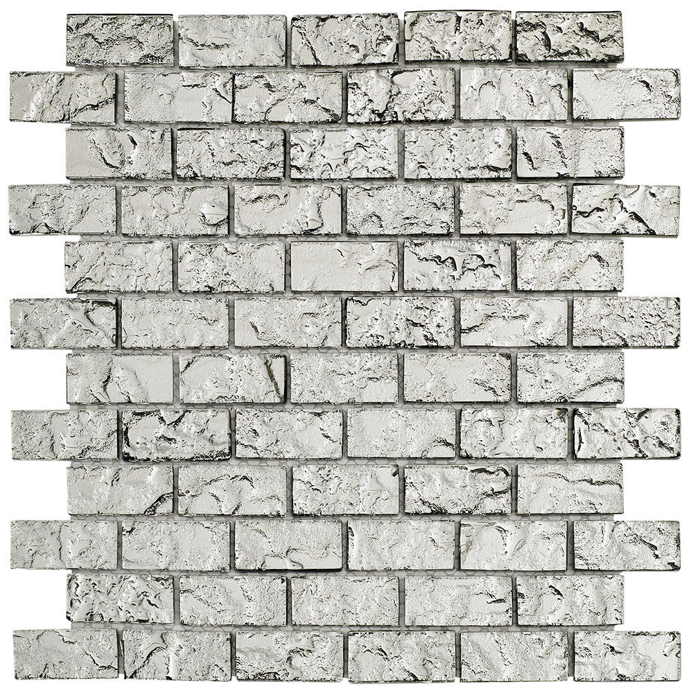 Electro Silver Brick Glass Mosaic