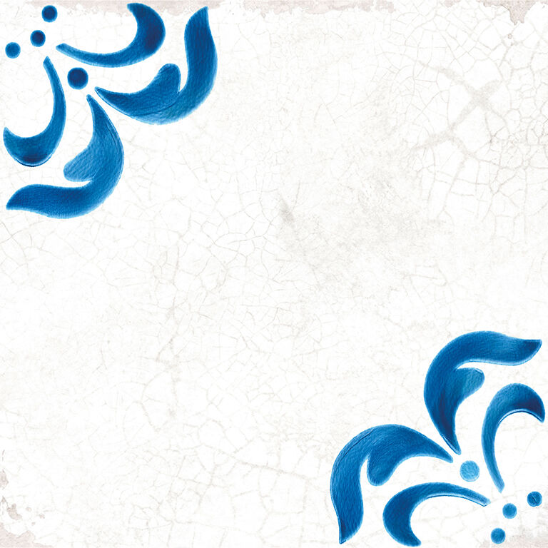 Crafted Blanc Bleu Patchwork Wall and Floor Tile 18x18cm