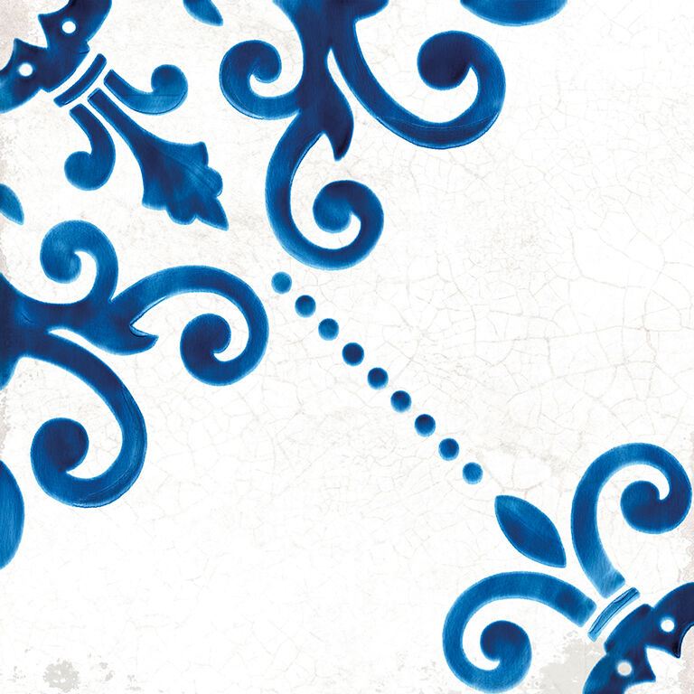 Crafted Blanc Bleu Patchwork Wall and Floor Tile 18x18cm