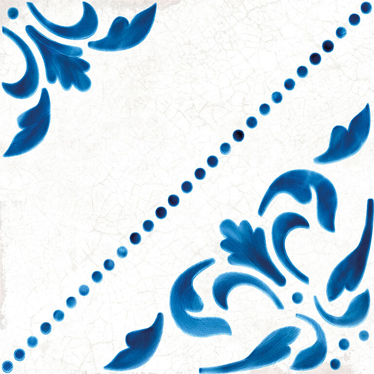 Crafted Blanc Bleu Patchwork Wall and Floor Tile 18x18cm