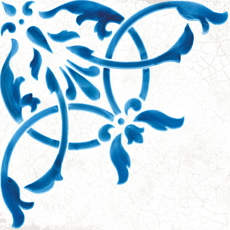 Crafted Blanc Bleu Patchwork Wall and Floor Tile 18x18cm