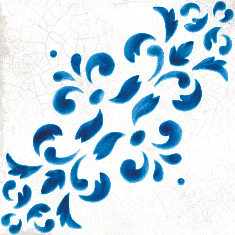 Crafted Blanc Bleu Patchwork Wall and Floor Tile 18x18cm