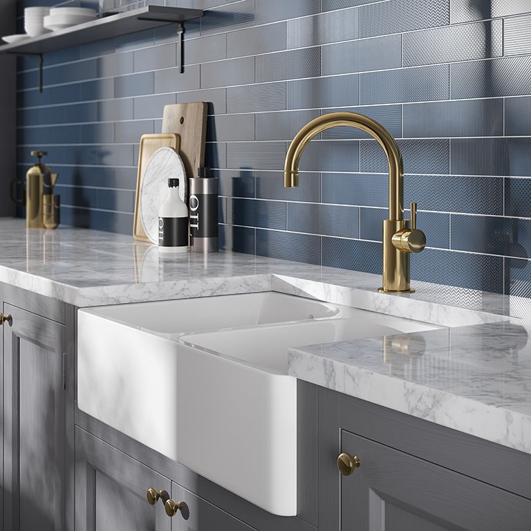 Crafted Gradient Patterns Denim Ceramic Tile 7.5x30cm