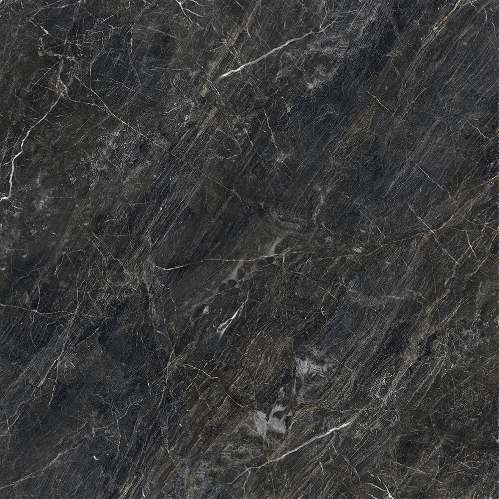 Verona Zeus Midnight Black Glazed Porcelain Wall & Floor Tile 60x60cm