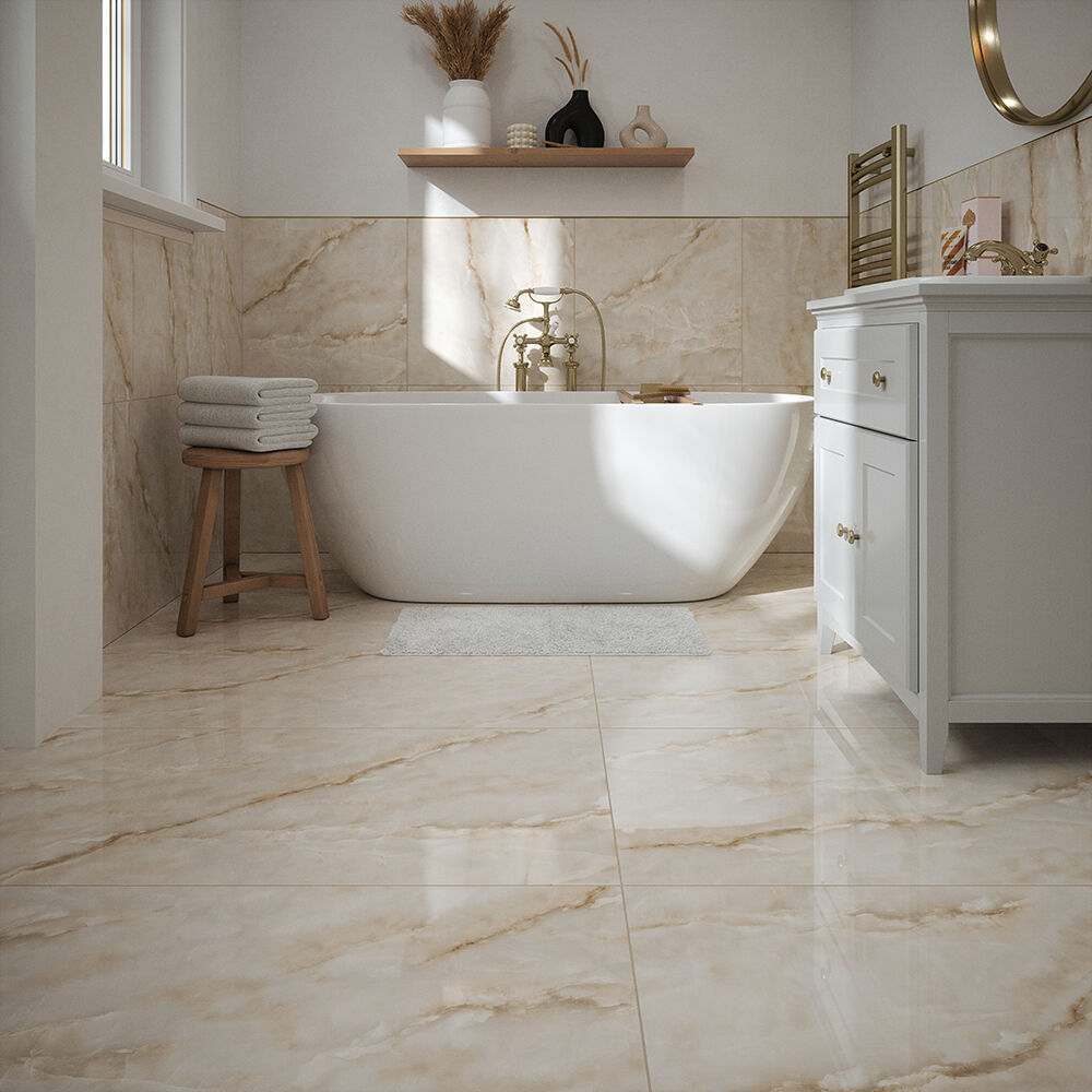 Athena Pearl Porcelain Marble Effect Tile 60x60cm