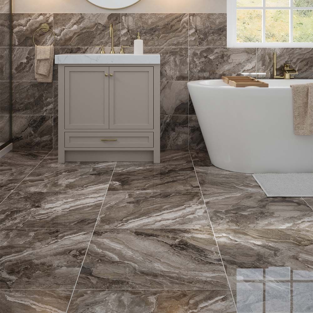 Kore Slate Grey Glazed Porcelain Wall & Floor Tile 60x60cm