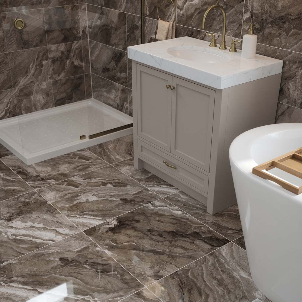 Kore Slate Grey Glazed Porcelain Wall & Floor Tile 60x60cm