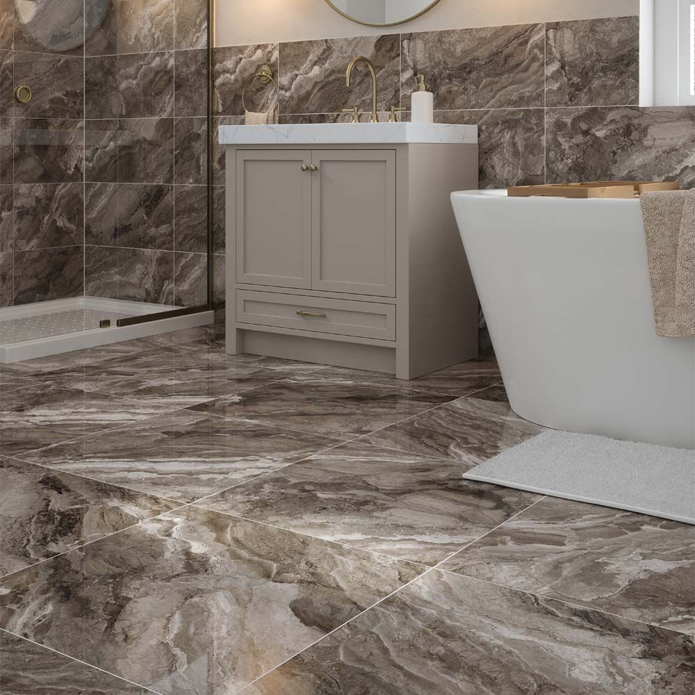 Kore Slate Grey Glazed Porcelain Wall & Floor Tile 60x60cm