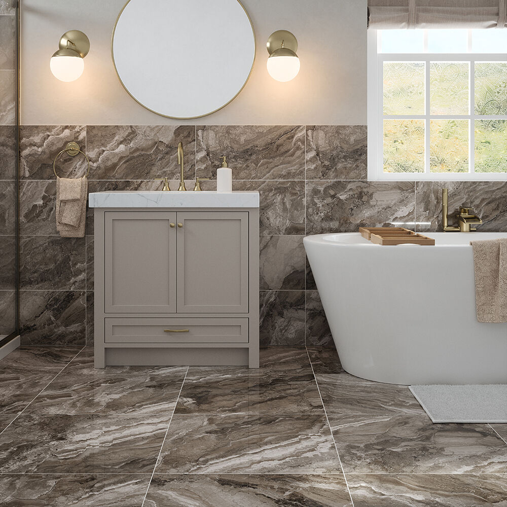 Kore Slate Grey Glazed Porcelain Wall & Floor Tile 30x60cm