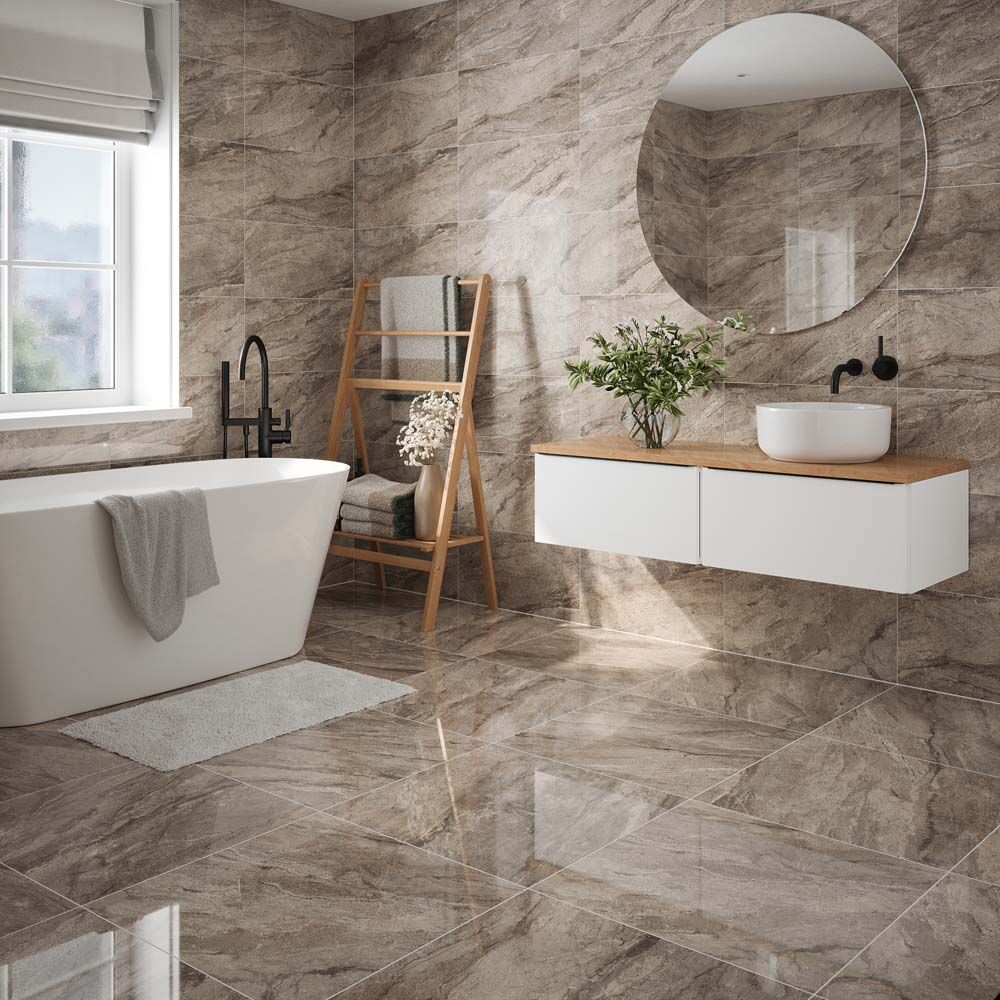 Artemis Stone Glazed Porcelain Wall & Floor Tile 60x60cm