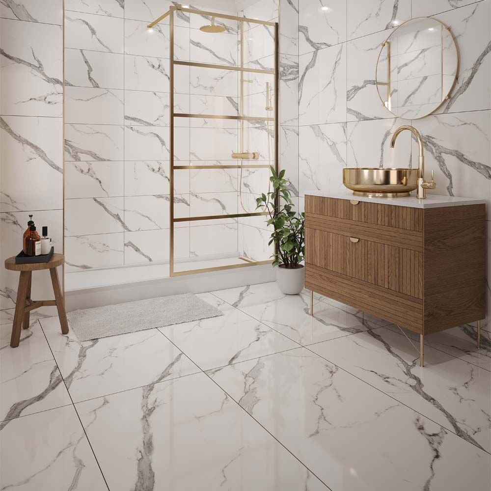 Hera Glazed Porcelain Marble Effect Tile 30x60cm